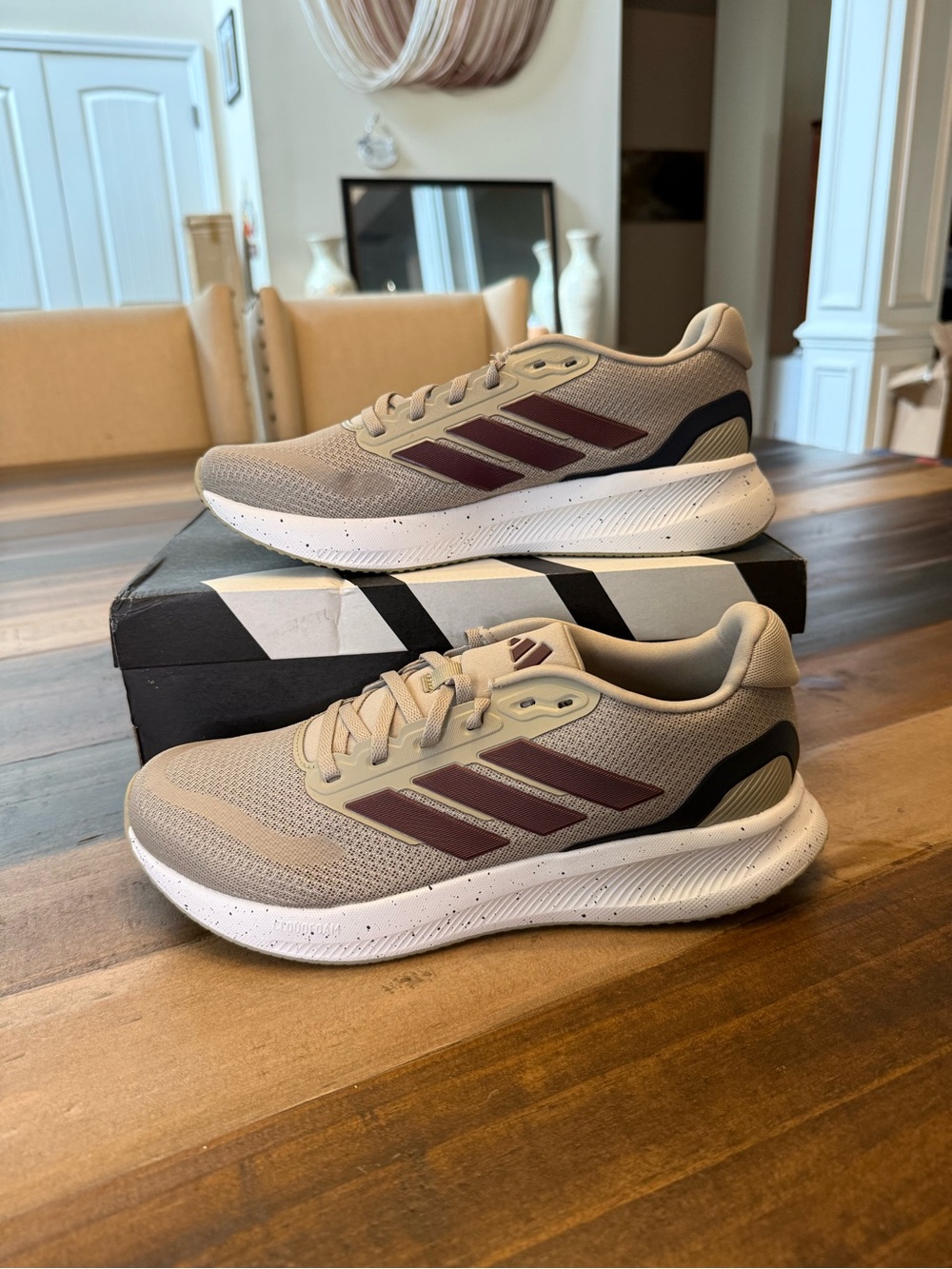 adidas Men's Runfalcon 5 Running Shoes with Maroon Stripes